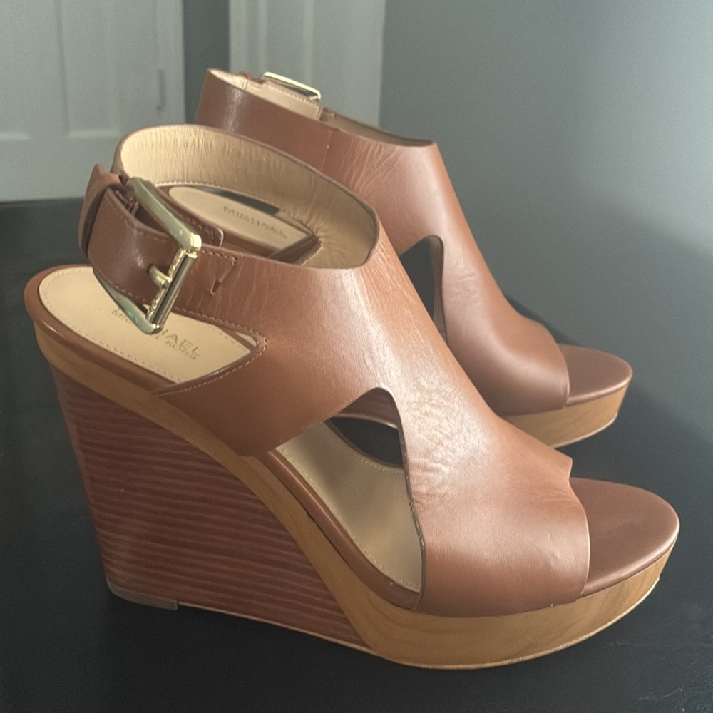 Michael Michael Kors Women's Tan Leather Wedge